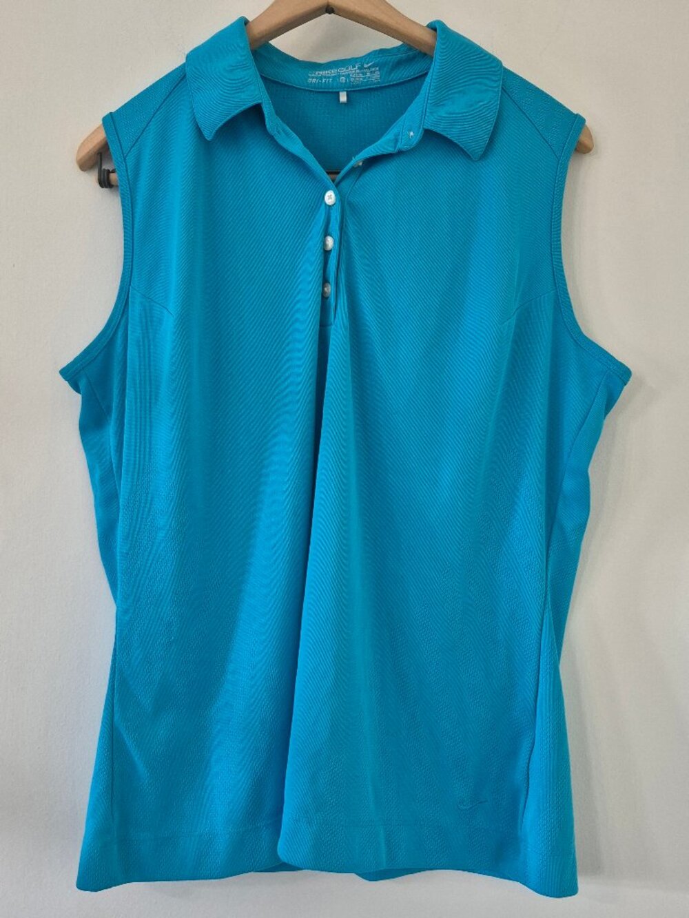 Nike Golf Women XL Teal Blue Sleeveless Polo Dri-FIT Breathable Tenniscore Light
